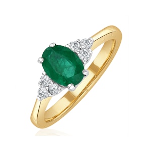 Emerald 0.75ct And Diamond 18K Gold Ring N4300