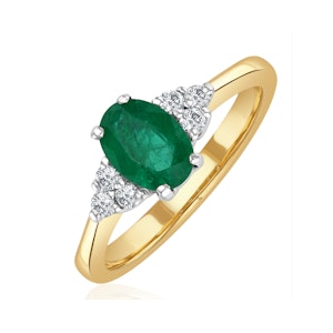 Emerald 0.75ct And Diamond 18K Gold Ring N4300