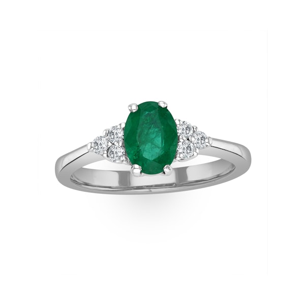 Emerald 0.75ct And Diamond 18K White Gold Ring - Image 2