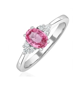 18K White Gold 0.85ct Pink Sapphire and 0.12ct Diamond Ring