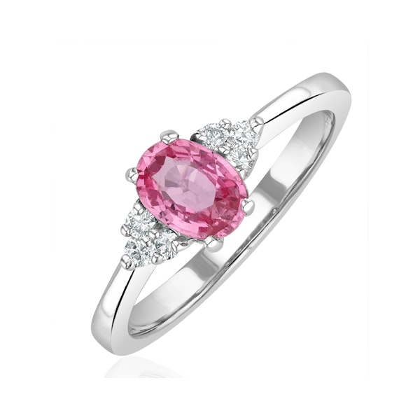 18K White Gold 0.85ct Pink Sapphire and 0.12ct Diamond Ring - Image 1