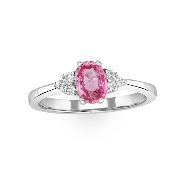 18K White Gold 0.85ct Pink Sapphire and 0.12ct Diamond Ring - Image 2