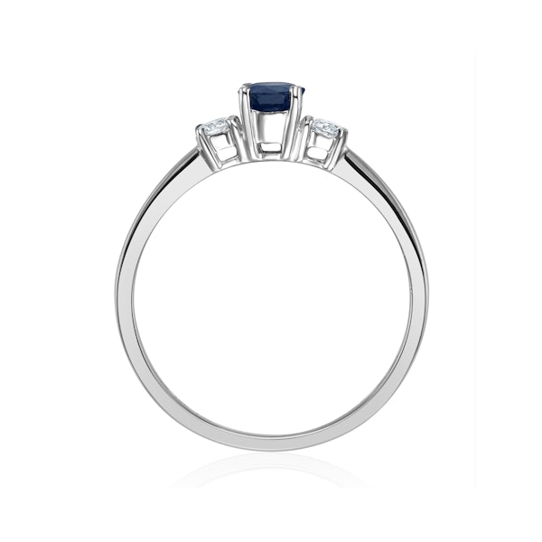 Sapphire 6 x 4mm And Diamond 18K White Gold Ring - Image 3