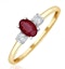 Ruby 6 x 4mm And Diamond 18K Gold Ring  N4313 - image 1