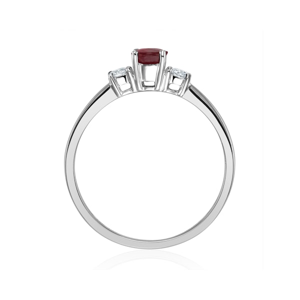 Ruby 6 x 4mm And Diamond 18K White Gold Ring N4313Y - Image 3