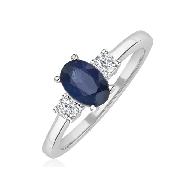 Sapphire Ring 1.00ct and Diamond 18K White Gold Ring - Image 1