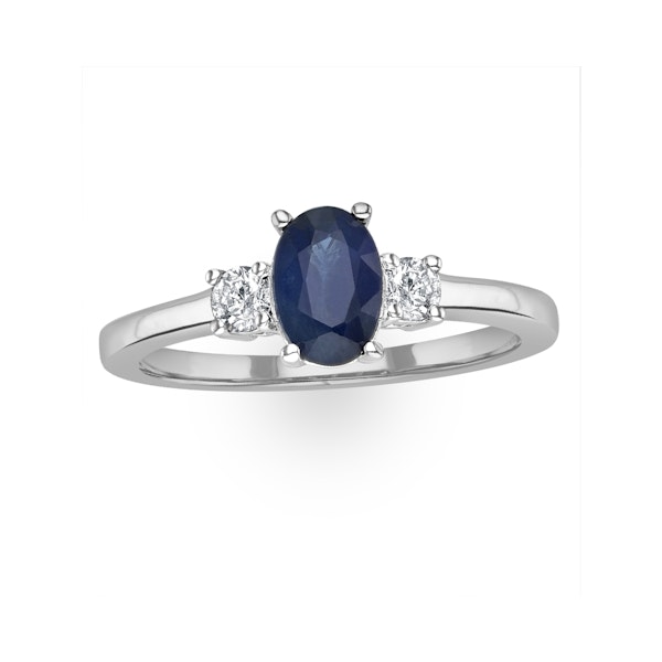 Sapphire Ring 1.00ct and Diamond 18K White Gold Ring - Image 2