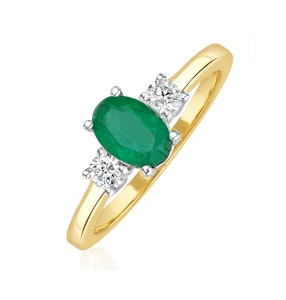 Emerald 0.75ct And Diamond 18K Gold Ring