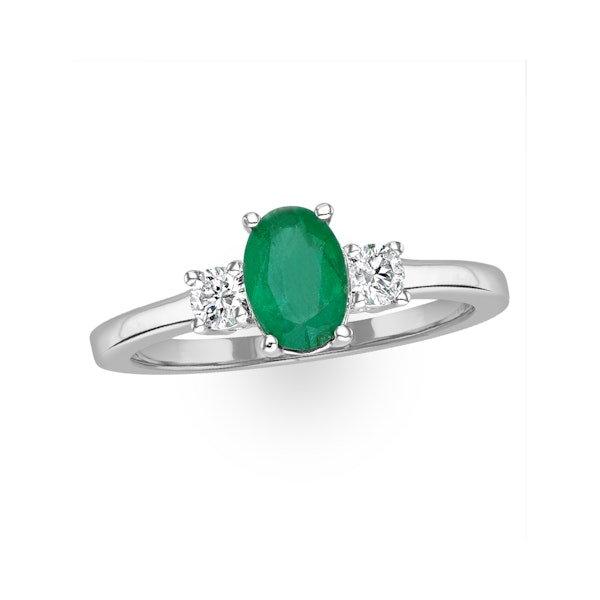 Emerald 0.75ct And Diamond 18K White Gold Ring N4316Y - Image 2