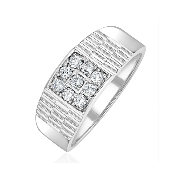 Mens Lab Diamond Signet Ring 0.50ct H/Si in 925 Silver - Image 1