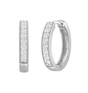 Lab Diamond Huggie Earrings 0.25ct H/Si Pave Set in 9K White Gold