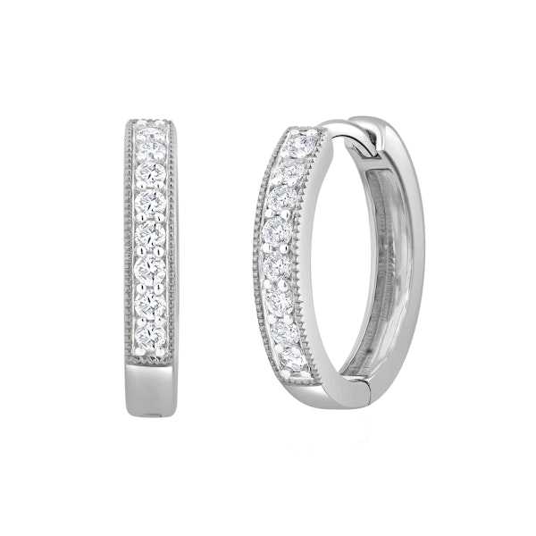 Lab Diamond Huggie Earrings 0.25ct H/Si Pave Set in 9K White Gold - Image 1