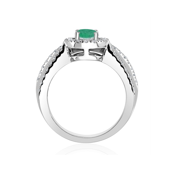 Halo Emerald 0.50ct And Diamond 18K White Gold Ring - Image 3