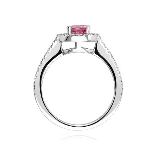 Halo 18K White Gold Diamond and Pink Sapphire Ring 0.36ct - Image 3