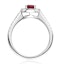 Halo Ruby 0.65ct And Diamond 18K White Gold Ring - image 3