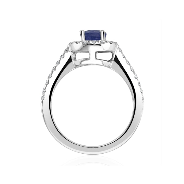 Halo Sapphire 0.75ct And Diamond 0.36ct 18K White Gold Ring - Image 3