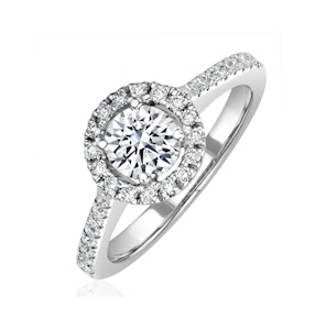Ella Halo Lab Diamond Engagement Ring 0.86ct H/SI1 18K White Gold