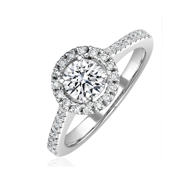 Ella Halo Lab Diamond Engagement Ring 0.86ct H/SI1 18K White Gold - Image 1