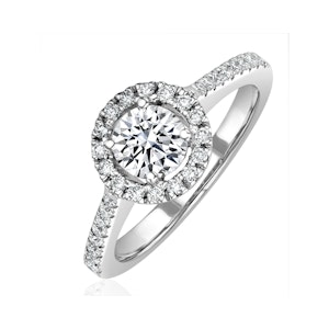Ella Halo Lab Diamond Engagement Ring 0.86ct H/SI1 in Platinum