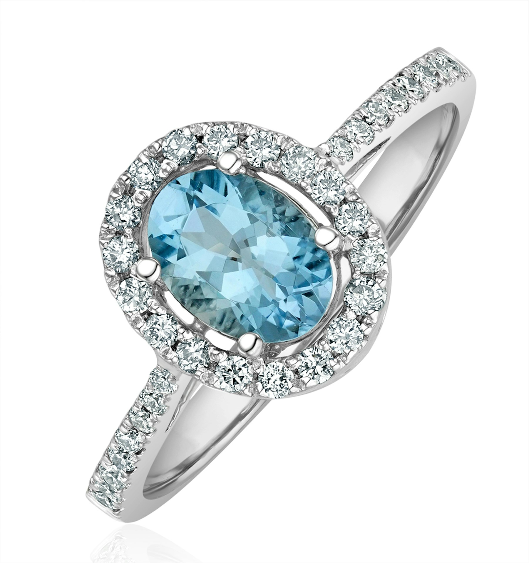 Aquamarine 070ct And Diamond 18k White Gold Ring