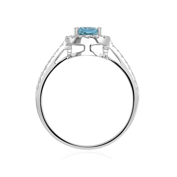 Aquamarine 0.70CT And Diamond 18K White Gold Ring - Image 3