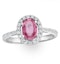 18K White Gold Diamond and Pink Sapphire Oval Ring 0.30ct - image 2