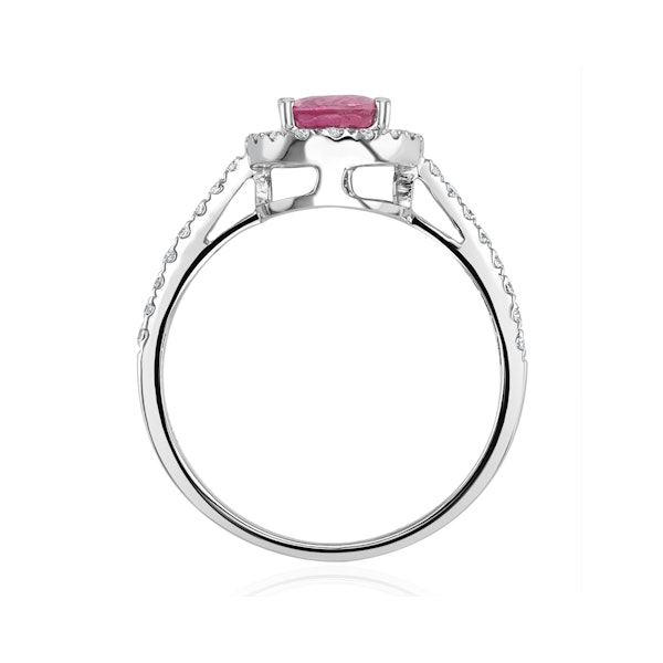18K White Gold Diamond and Pink Sapphire Oval Ring 0.30ct - Image 3