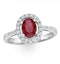 Ruby and Diamond Halo Ring Set in 18K White Gold - image 2