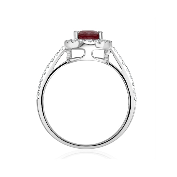 Ruby and Diamond Halo Ring Set in 18K White Gold - Image 3