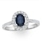 Blue Sapphire and Diamond Halo Ring Set in 18K White Gold - image 2