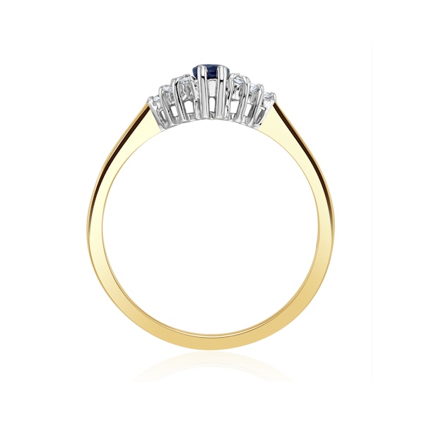 Sapphire 5 x 3mm And Diamond 9K Gold Ring A3227 - Image 3