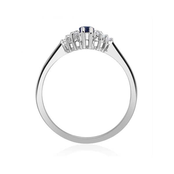 Sapphire 5 x 3mm And Diamond 9K White Gold Ring - Image 3