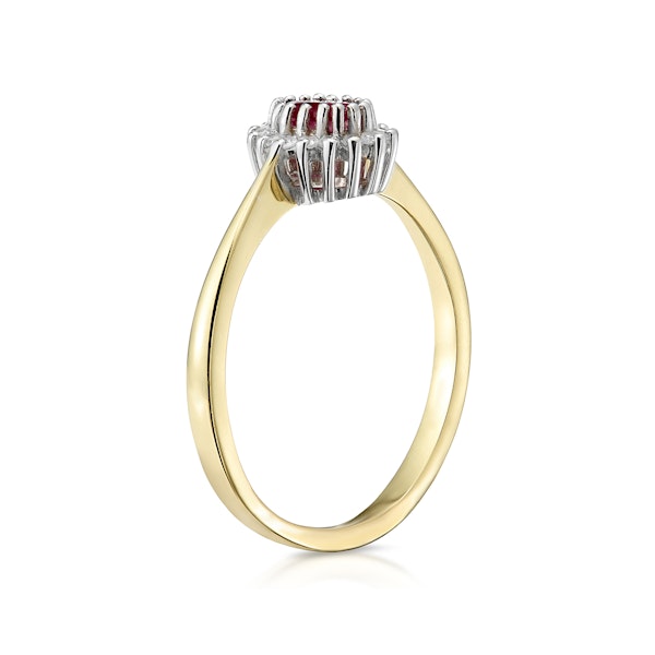 Ruby 5 x 3mm And Diamond 9K Gold Ring - Image 3