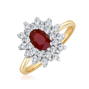 Ruby 6 x 4mm And Diamond 9K Gold Ring SIZES AVAILABLE J K