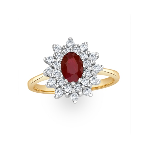Ruby 6 x 4mm And Diamond 9K Gold Ring SIZES AVAILABLE J K - Image 2