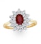 Ruby 6 x 4mm And Diamond 9K Gold Ring  A3372 - image 2