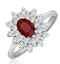 Ruby 6 x 4mm And Diamond 9K White Gold Ring  A4444 - image 1
