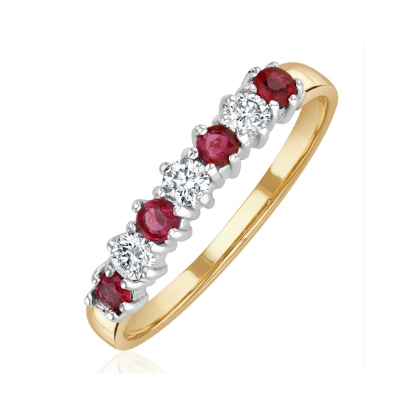 Ruby 0.30ct And Diamond 9K Gold Ring - Image 1