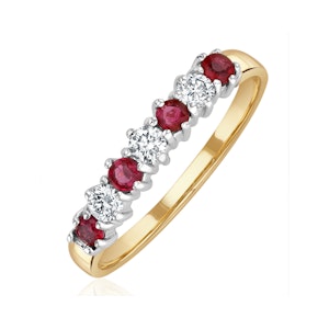Ruby 0.30ct And Diamond 9K Gold Ring