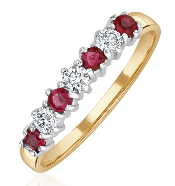 Ruby 0.30ct And Diamond 9K Gold Ring - image 1