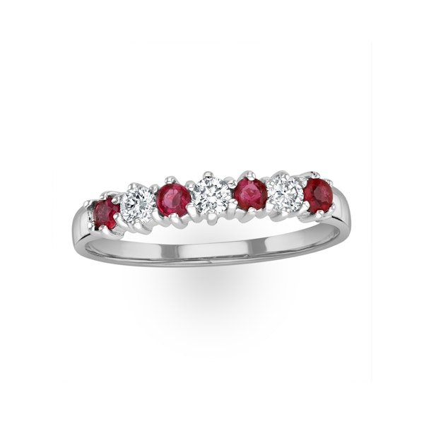 Ruby 0.30ct And Diamond 9K White Gold Ring - Image 2