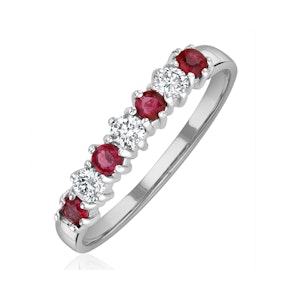 Ruby 0.30ct And Diamond 9K White Gold Ring