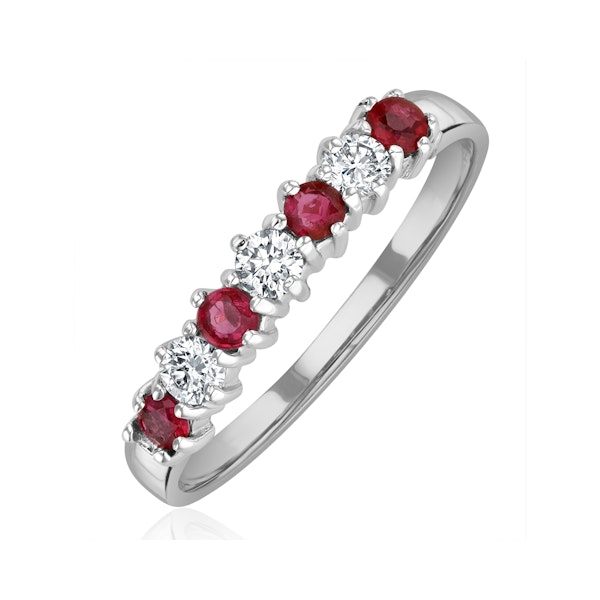 Ruby 0.30ct And Diamond 9K White Gold Ring - Image 1
