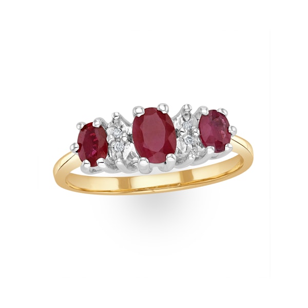 Ruby 0.85ct And Diamond 9K Gold Ring - Image 2