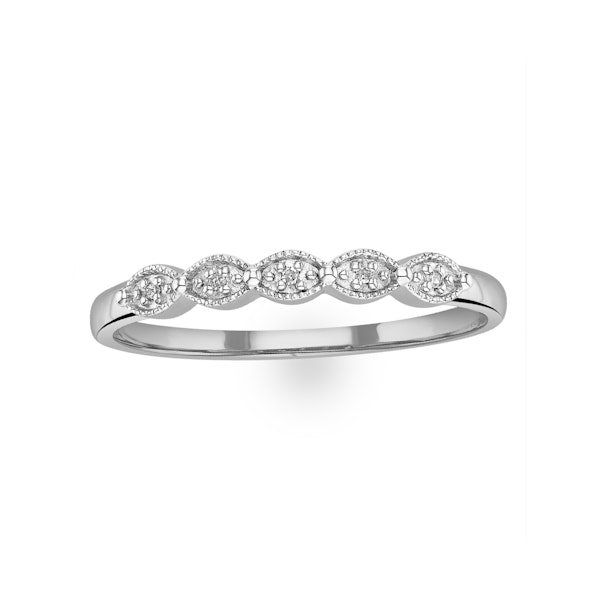Half Eternity Ring 0.02CT Diamond 9K White Gold - Image 2