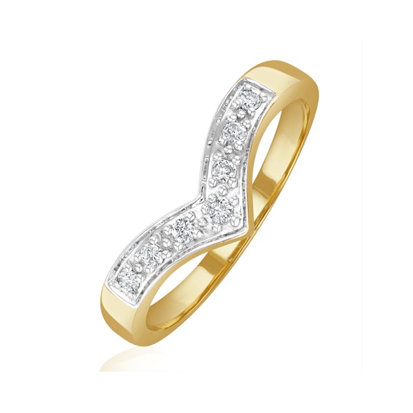 Diamond 0.11ct 9K Yellow Gold Wishbone Ring - Image 1