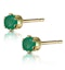 Emerald 3 x 3mm 9K Yellow Gold Stud Earrings - image 2