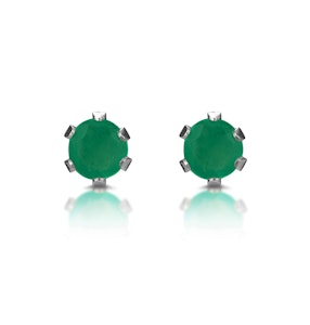 Emerald 3 x 3mm 9K White Gold Stud Earrings