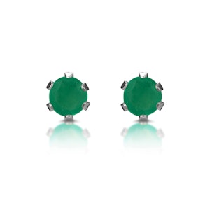 Emerald 3 x 3mm 9K White Gold Stud Earrings