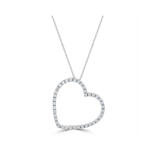 Heart Pendant Necklace 0.30ct Diamond 9K White Gold - Image 1